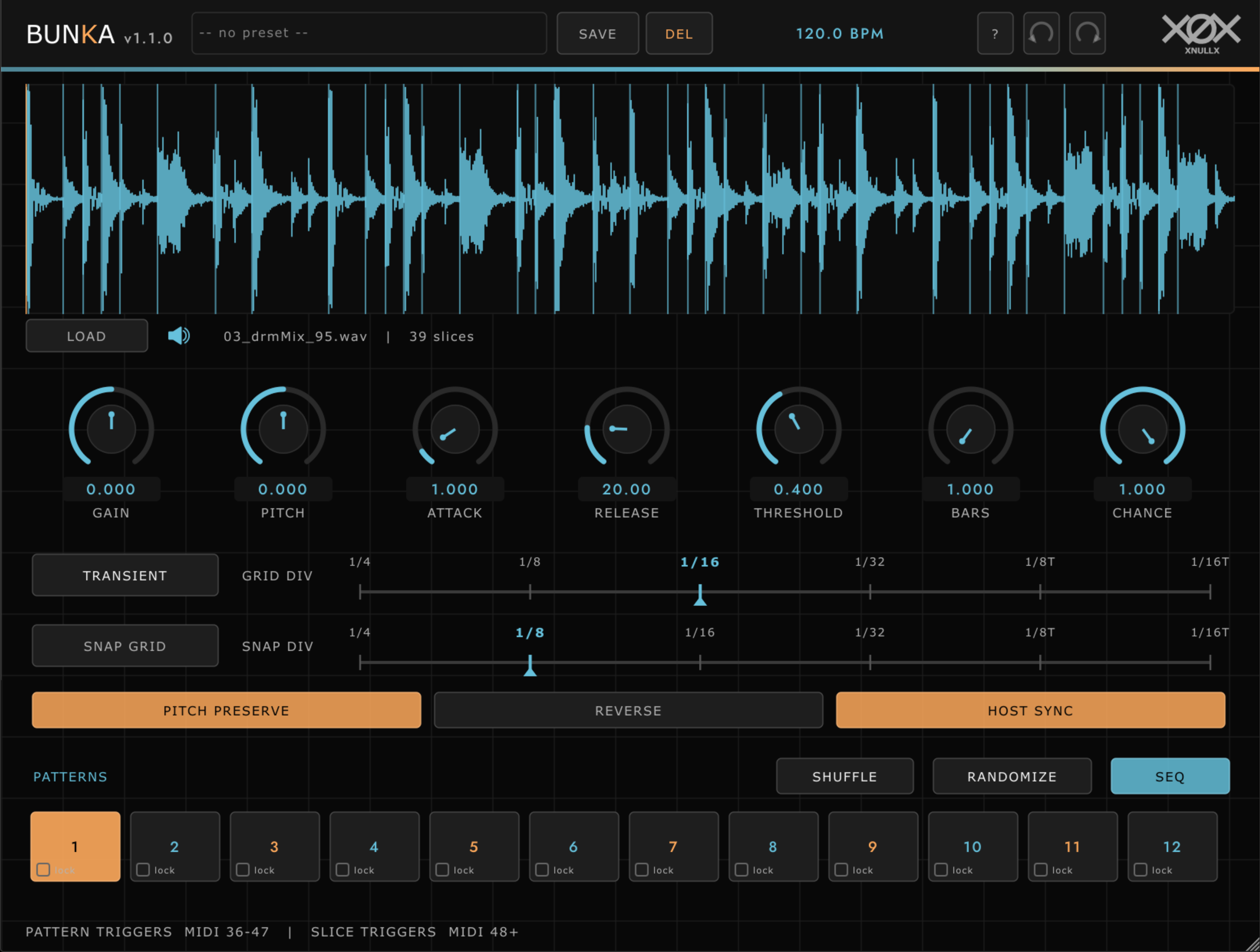 Bunka beat-slicer instrument interface