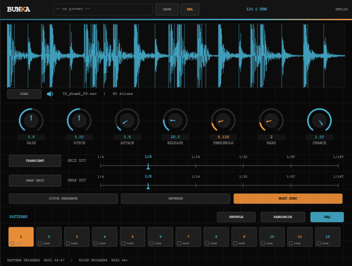 Bunka beat-slicer instrument interface